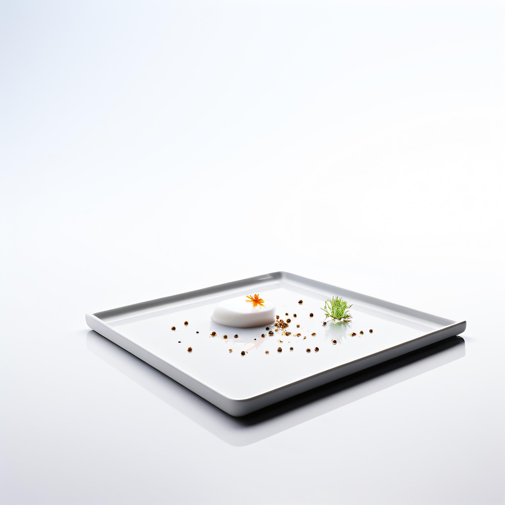 Chef demonstrating precise plating on modern workstation